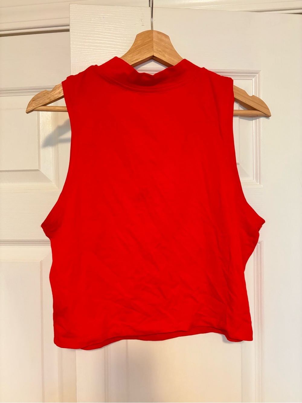 Red Sleeveless Mock Neck Crop Tank Top